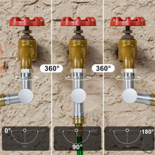 Garden Hose Swivel Adapter 180 and 360 Degree Metal Swivel Connector Adjustable Faucet for Irrigation Driveway Gold