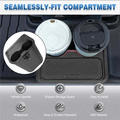Multi-Function Trash Can with Cup Holder ABS Black for  Maverick 2022-2025 Storage Box Accessories 1