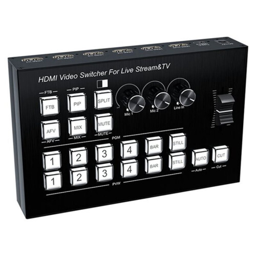 -Compatible Video Mixer Switcher Live Streaming 4-Channel 4 Way Multi-View -Compatible Video Switcher EU Plug