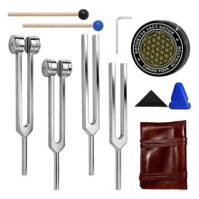 Set di Diapason per La Guarigione (128 Hz, 256 Hz, 512 Hz, 528 Hz), Diapason per Strumento di Meditazione per La Guarigione del Suono