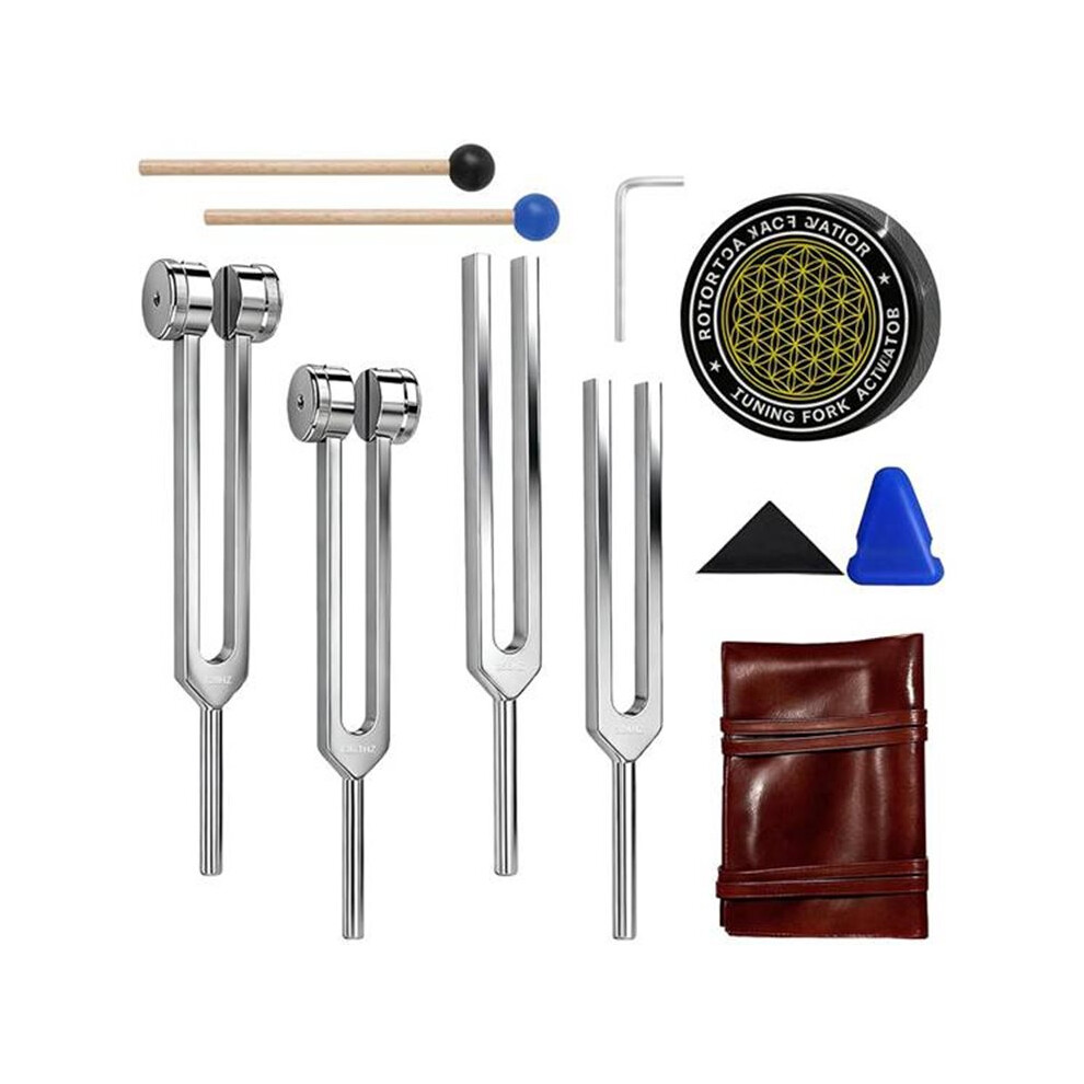 Tuning Forks for Healing Set (128Hz, 256Hz, 512Hz, 528Hz), Tuning Fork for Sound Healing Meditation Tool