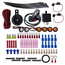 Universal ATV UTV Turn Signal Horn Kit Handlebar Thumb with LED Lights Flasher Relay Blinker Harness System