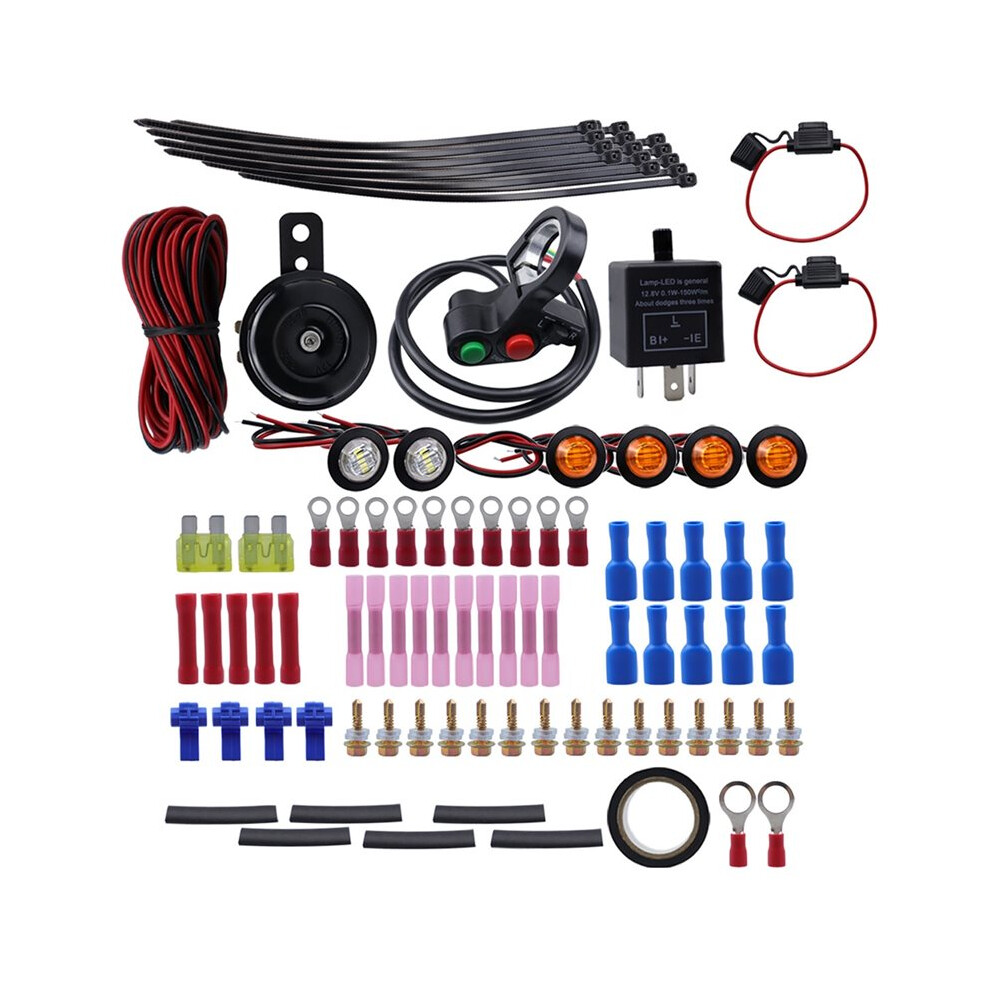 Universal Atv Utv Turn Signal Horn Kit Handlebar Thumb With Led S Flasher Relay Blinker Harness System Light 6034087612898