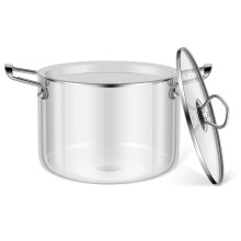 Glazen Kookpot 3,5L Hittebestendige Sudderpot met Twee Handgrepen, Potten met Deksel, Borosilicaatglas, Kookgerei en Keukengereedschap