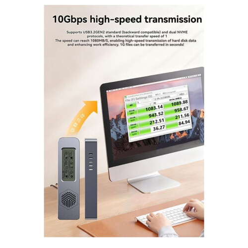 M.2 Hard Drive Case Nvme SSD NVME Solid-State Mobile Hard Drive Case Intelligent Digital Health Detection 1