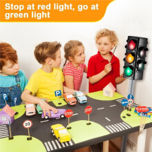 Traffic Light Toy 2in1 Simulation Safety Traffic Indicator Crosswalk Signal with Lights and Sounds for Birthday Toy Gift