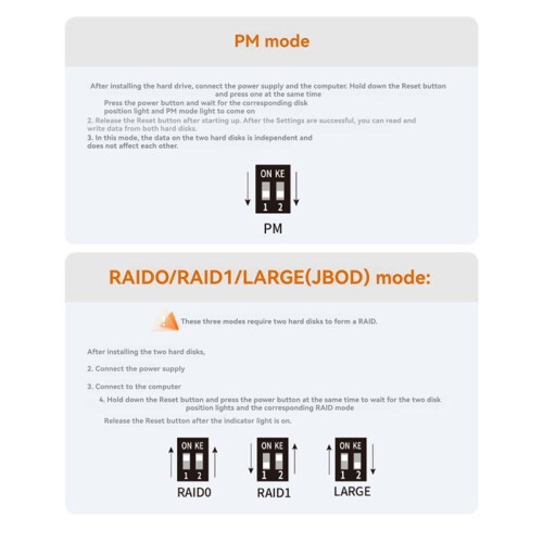 MAIWO Gabinete M.2 NVMe de Duas Baias para HDD/SSD com 4 Modos , Estação de Acoplamento para Discos Rígidos de 2,5/3,5 Polegadas 1