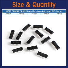 50 Pezzi di Circuito Integrato Logico IC 74HC/74LS DIP-14 5 Valori IC Chip Assortimento Kit Componente Elettronico