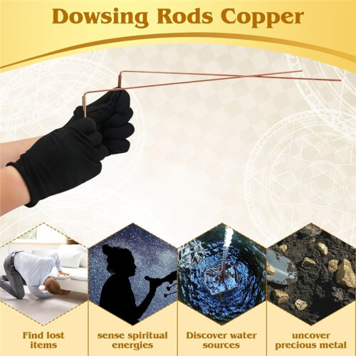 6 Divination Tools Kit Set Include Dowsing Rods Copper Spiritual Dowsing Pendulum Board for Finding Water, Detect Gold 1
