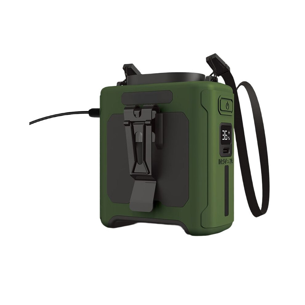 10000Mah Portable Waist Fan With Power Bank Led Lighting Hanging Neck Fan 5 Speed Strong Airflow Cooling Fan Green 6032767150975
