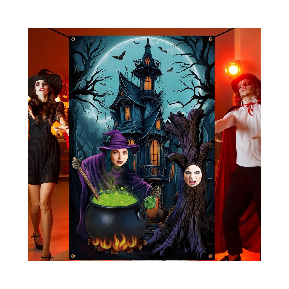 6X4 Ft Halloween Horror Night Photography Backdrop With Scary Witch Design For Party Photo Props 6031240032081