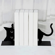 1 Pair Metal Bookends Whimsical Cat Design Decorative Bookends Rounded Edges Book Holders Office Library Decoration B