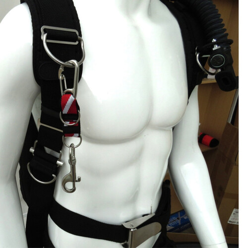2Pack Scuba Split Ring Connector with Clips, Stainless Steel Carabineer Keeper and Dual Split-Rings with Webbing Strap 2
