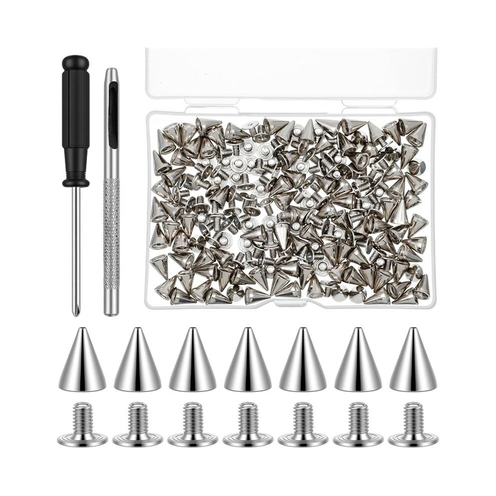 200 Pcs Cone Spikes Punk Spikes And Studs Kit Metal Tree Spike Screwback Studs For Diy Leathercraft Decoration Suitable 6032244157176