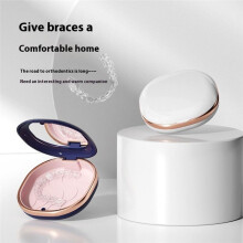 Braces Case with Mirror Dental Retainer Box Case Magnetic Aligner Mouth Guard Container for Travel False Denture Box,A