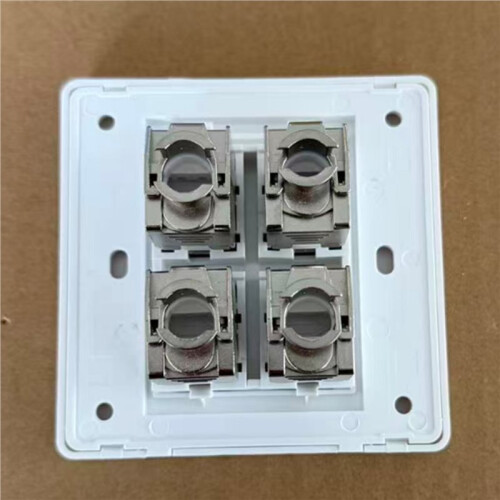 4 Sockets CAT6A RJ45 Faceplate LAN Network Outlet Jack Shielded Ethernet Wall Panel Board 86x86mm Network Installation