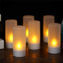 6 Pcs Rechargeable Flameless Votive Candles with Remote and Timer, White Plastic LED Tea Light Candles Charge Base