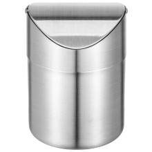 2Pcs Silver Mini Litter Bin Stainless Steel Car and Room Use