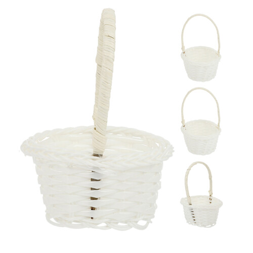 8Pcs Beige Small Plastic Baskets with Handles for Outdoor Activity Use