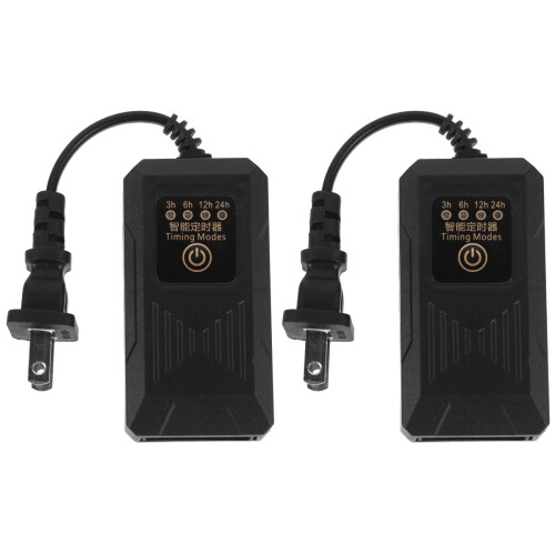 2Pcs Adjustable Fish Tank Light Timer Black Aquarium Timer Outlet 2