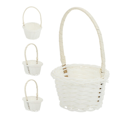 8Pcs Beige Small Plastic Baskets with Handles for Outdoor Activity Use 1