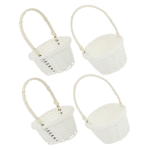 8Pcs Beige Small Plastic Baskets with Handles for Outdoor Activity Use 2