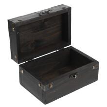 2Pcs Multi Color Vintage Wood Treasure Chest Decorative Storage Box