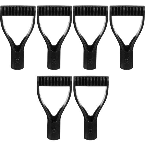 6Pcs Black Plastic D-Shaped Spade Handle Grip Replacement Covers 2