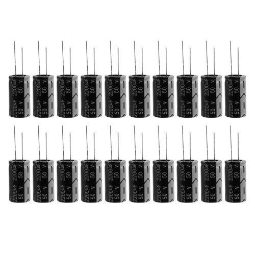 20 Pcs 2200uF 50V 105C Polarized Electrolytic Capacitors 16x31mm 1