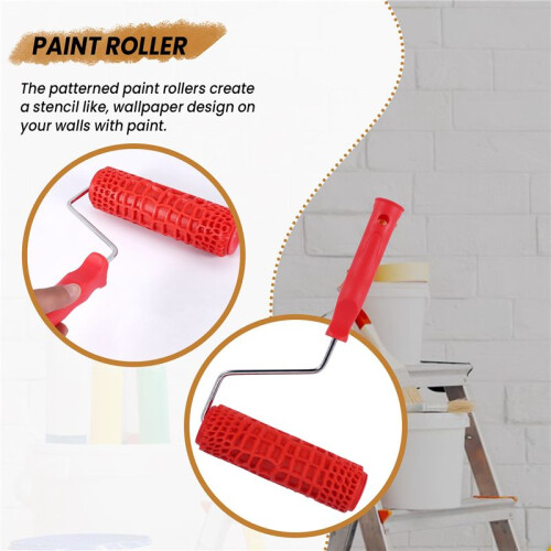 7 inch Embossed Crocodile Skin Painting Roller with Handle for Wall Decoration 2