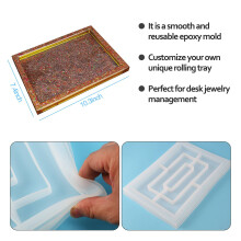 Moule en RéSine Silicone, Grands Moules à Plateau Roulant Rectangle pour RéSine éPoxy, Moule en RéSine avec Bords
