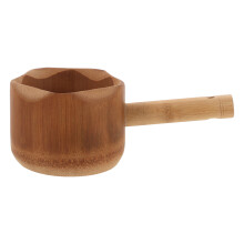 2Pcs Khaki Bamboo Water Ladle Ergonomic Handle for Home and Sauna Use
