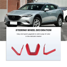 Capa de Quadro de Botões de Volante Interno ABS Vermelho para 3 para 6 CX-4 CX-5 CX-9 2016-2019 (3 Peças)