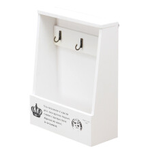 2Pcs White Wood Vintage Sundries Organizer Box with Hooks for Home