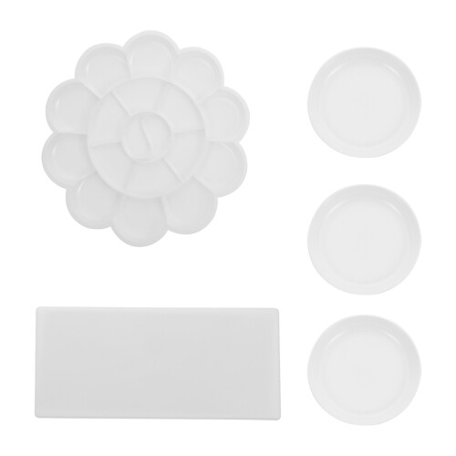 6Sets Compacte Verfmengbak Wit Voor Waterverf En Olieverf