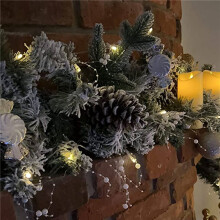 Long Artificial Snow Pine Branches Christmas Garland with Snow Decorations with Pine Front Door Snow Wreaths