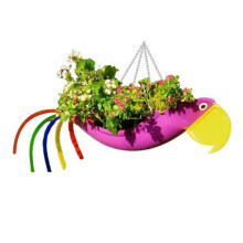 Metal Flower Pot Exquisite Flying Bird Shape Colorful Flower Pot Hanging Planter Garden Decorative Flower Pot,S,A