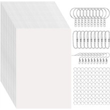 Set van 155 Krimpfolie Vellen, 25 Krimpfolie Kunstpapier met 130 Accessoires voor Het Maken van Knutsel- en Doe-Het-Zelf Sleutelhangers