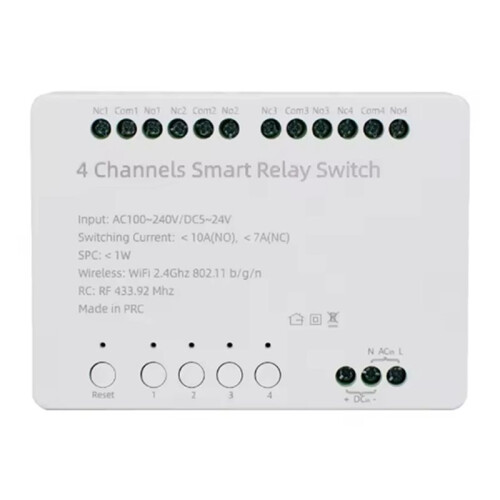 Tuya Wifi 4 Channels   Module AC 100-240V  5-24V 10A Relay Intelligent Automation Module Controller
