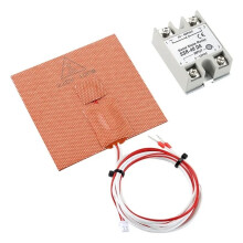 Tapete Aquecedor de Silicone 100x100mm com Kit de Relé 220V 100W Almofada de Aquecimento de Borracha para Placa de Construção de Cama Quente de