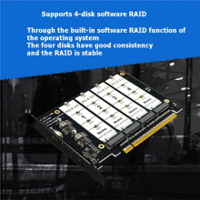 PCIe X16 to 4 NVMe SSD Expansion Card M.2 2280 Adapter Solid State Hard Disk Converter Board
