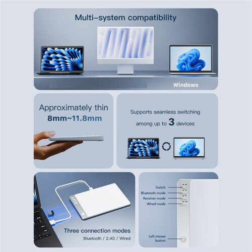 Touchpad Multi-Function Gestures Trackpad Rechargeable Touchpad  + 2.4G Wireless + Wired Touchpad for Laptop 2