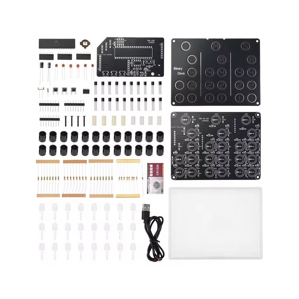 4-Digit Electronic Clock Diy Kits Binary Led Clock Soldering Practice Diy Kit Desktop Alarm Clock With Acrylic Shell 6031511705027