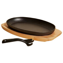 A Three in One Cast Iron Baking Tray Iron Plate Cast Iron Oval Steak Pan Home Barbecue, Grilled Fish Dish
