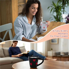 Ceramic Coffee Mug - 8.5 Oz Elegant 3D Heart Embossed Tea Cups for Latte, Hot Tea, Cappuccino, Milk - Valentine'S Day C