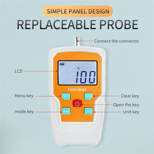 Digital Force Gauge Push and Pull Meter Dynamometer Tension Pressure Tester Thrust Meter Compression Load Plug 100N 2
