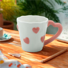 Tazza da Caffè In Ceramica - 8,5 Oz Eleganti Tazze da Tè con Cuore In Rilievo 3D per Latte, Tè Caldo, Cappuccino, Latte - San C