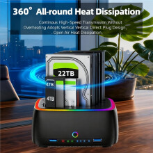 7-in-1 Dual-Bay Hard Drive Station USB3.0 5Gbps  HDD Docking Station 2.5/3.5in HDD/SSD Offline Clone Enclosure (EU)