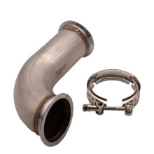 3-Inch 90 Degree V-Band Clamp Pipe with 6" Short Leg for Universal Downpipe Applications