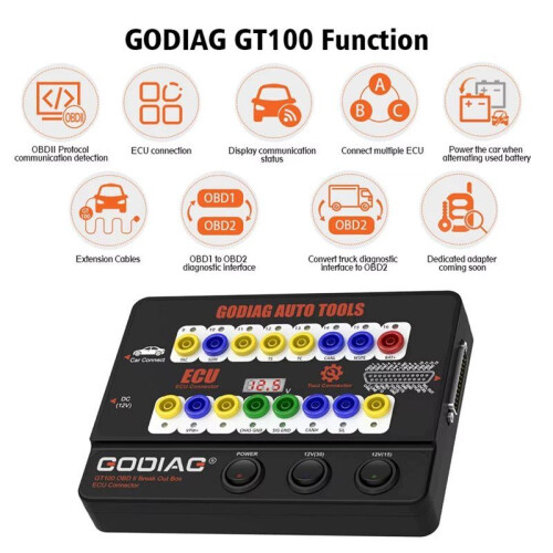 GODIAG GT100 AUTO TOOLS OBDII Break Out Box ECU Connector OBDII 16PIN Protocol Detector Breakout EU Plug 2
